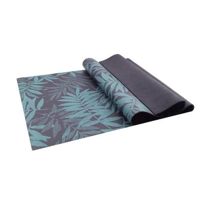 China Wholesale Non-Slip Printing Black Blue Leaves Printed Customized Eco Friendly Eco Friendly Natural Rubber Yoga Mat for sale