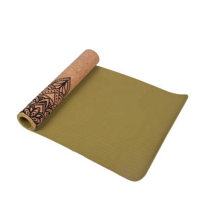 China Custom Printed Eco-Friendly Women Natural Extra Thick Waterproof Non Slip Cork Yoga Mat For Yoga Exercise for sale