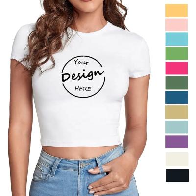 China Other Fashion Baby Tees Y2K Streetwear O-Neck Short Sleeve DGT Printing Summer White Top Women Sexy Crop T-Shirt for sale