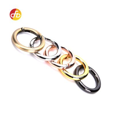 China Bags Wholesale Shiny Luxury Rose Gold Metal Circular Spring Ring Buckles Round Open Snap Ring for sale