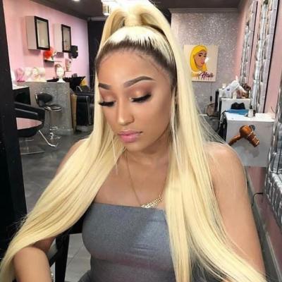 China X-TRESS Straight Brazilian 4*13 Lace Front Human Hair Wigs 1B/613 Blonde Pre Plucked Straight Lace Wig 180% Density Remy Natural Hair Wig for sale