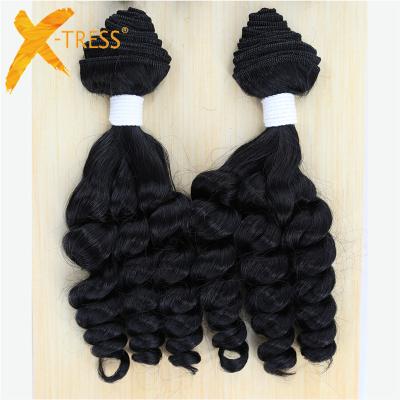 China 16-18inches Funmi X-TRESS Ombre Brown Color Funmi Short Curly Heat Resistant Fiber Hair Weft Curly Synthetic Hair Weaves 4 Bundles for sale