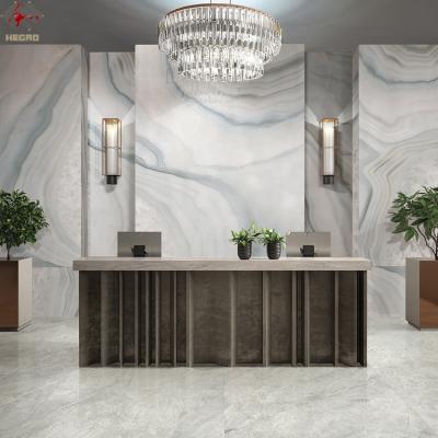 China High safety 1200x2400x5.5MM porcelain sintered stone blue glossy marble large wall thin porcelain slab in stock for sale