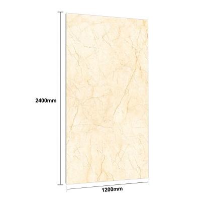 China 1200x2400x5.5MM High Safety Slab Floor Tile Light Yellow Glossy Porcelain Wholesale Living Room High Large Decoration for sale