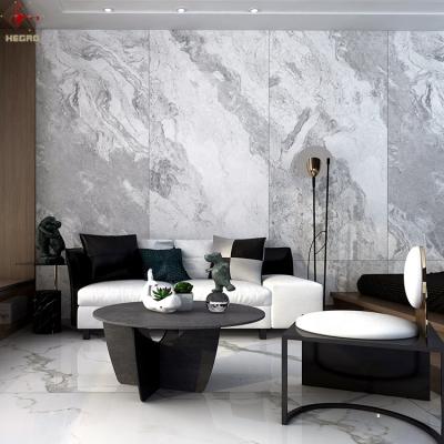 China Large Size Super Glossy Thin Gray Marble Vanity High Top Porcelain Safety 1200x2400x5.5MM Slab for sale