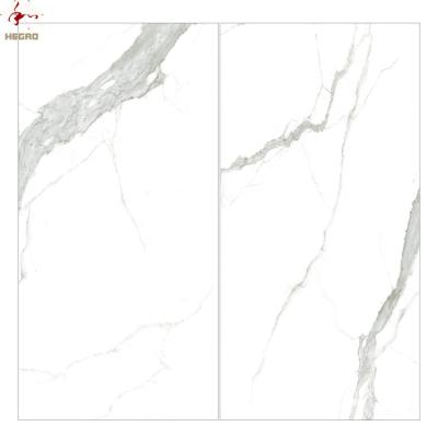 China High Safety 1600x3200x12MM Foshan Look Glazed Marble Slab Carrara White Polished Tile By Big Manufacturer for sale