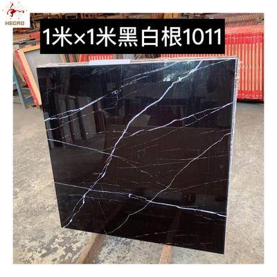 China High Safety 1000X1000mm LUXURY Large Size Panel Black/Brown/Red Marble Tiles Glazed Polished Porcelain Floor Tiles for sale