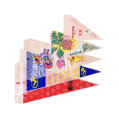 China Disposable Customized Triangular Plastic Flower Bags Candy Bags Popcorn Bags Packaging Flowers , Creamy for sale