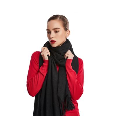 China High grade soft touch feeling wholesale fashion solid color cashmere pashmina winter shawl black classic 100% scarf for sale