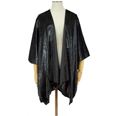 China Lightweight Shiny Polyester Fashion Glow Reflection Velvet Women Shawl Poncho for sale