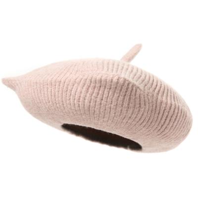 China JOINT Stylish Custermerized Solid Multi Colors Cat Shape Of Knitting Baby Pink Kids Beanie Custom for sale