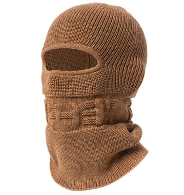 China COMMON Hot Sale Outdoor Eco-Friendly Polyester Brown Rise Knitted Custom Logo Mens Facemask Snood Winter Hat Skimask Balaclava Beanie for sale