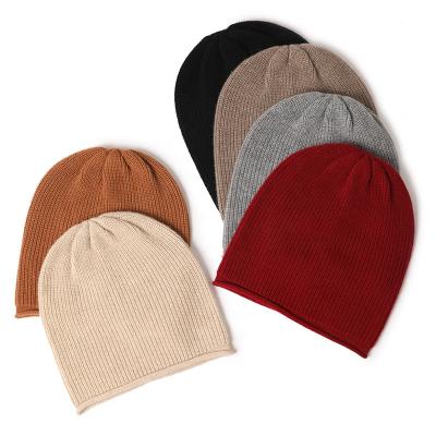 China 2022 New Autumn Winter Warm Men Women Solid Color Cashmere Wool Rolled Brim Knitted Hat Beanie Pure CLASSIC Amazon Success for sale