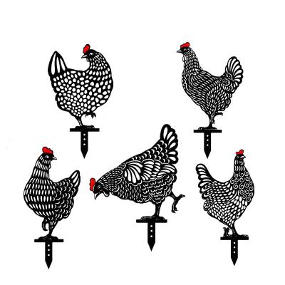 China Acrylic Art Lawn Stakes Outdoor Garden Backyard Easter Decoration Eco-friendly Plasctic Hen For Easter Gardening Ornaments for sale