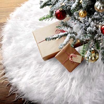 China Christmas Ornament and Candy Box White Christmas Tree Plush Skirt Decoration for Merry Christmas Party Faux Fur Christmas Tree Carpet Decor New Year Home Navidad for sale