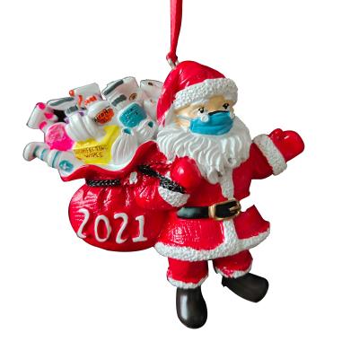 China Vaccine Vaccine Santa Claus Decoration Christmas 3d Santa Survivor Mask Christmas Ornament High Quality Resin Snowman Christmas Decoration for sale