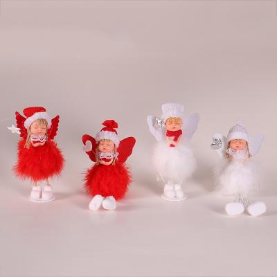 China Christmas 2021 Christmas Decoration and Candy Box Angel Doll Toy Pink Standing Plush Doll Christmas Tree Pendant Ornaments Christmas Kids New Year Gift Table Decoration for sale