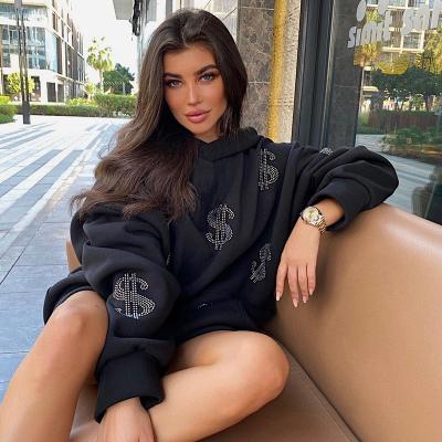 China Custom Made Hoodie Diamond Puff Print Hoodie Fashion Winter New Dollar Breathable Personality Unisex Sweatsuits for sale