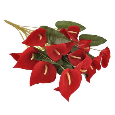 China Fabric/plastic handmade calla Lily Artificial Flowers 18 heads for home decor for sale