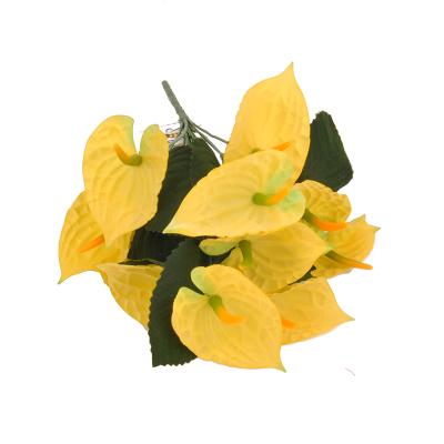 China Fabric/12 heads small anthurium plastic handmade artificial flowers for home decoration for sale