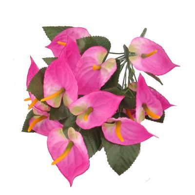 China Fabric / 18 heads small anthurium plastic handmade artificial flowers for home decoration for sale