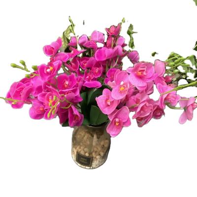 China Fabric/20 Heads Orhid Artificial Flower Butterfly Phalaenopsis Orchid Bonquet Plastic Decorative Flowers For Wedding Home Decoration De for sale