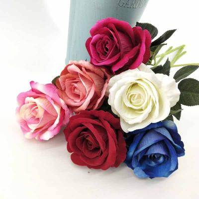 China Wedding Artificial Flower Rose 1Head Wedding Decoration Fakeflowers Home Decoration Pilou for sale