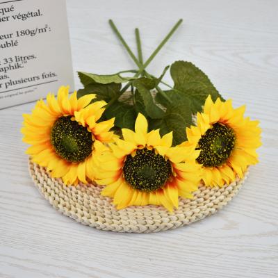 China Fabric / Plastic Sunflower 1 Heads Artificial Decorative Flowers Preserved Sunflower for sale