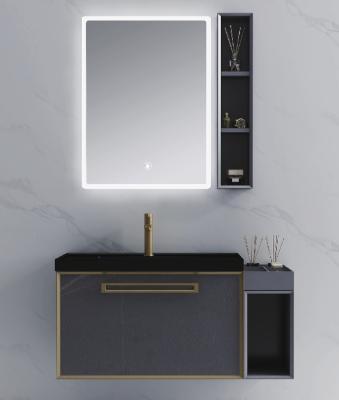 China Customized Modern Mirrored Cabinets Floating Bathroom Vanity LED Light for sale