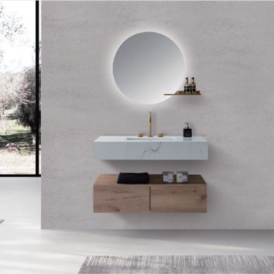 China Easy Clean Modern Corner Single Bathroom Sink Bathroom Vanity Cabinet Mirror Wall Cabinet LED Mirror Cabinet for sale