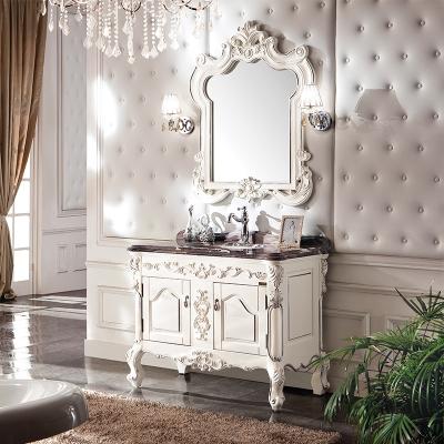 China European Solid Wood European Style Bathroom Exquisite Handmade Carving Sinks With Cabinet for sale