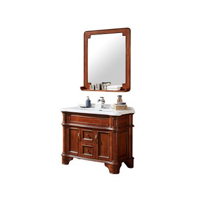 China Environmental Friendly Luxury American Style Bathroom Vanity Unit With Marble Top for sale