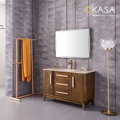 China Modern Classic Natural Marble Design Basin Style Solid Wood Bathroom Vanity Set for sale