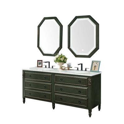 China Waterproof Bathroom Cabinet Bathroom Furniture Modern Design Double Vanity Unit Waterproof Green Bathroom Vanity for sale