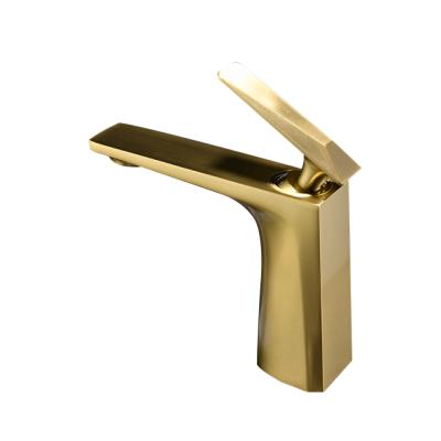 China Gold Metered Single Hole Faucets Bathroom Sink Faucets Hot And Cold Wash Basin Faucet for sale