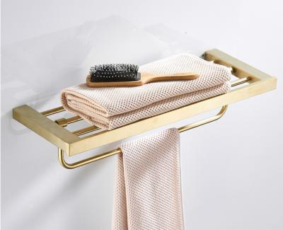 China Bathroom Accessories Stainless Steel Gold Towel Rack Durable Cheap Brushed Wall Mounted Towel Rack for sale