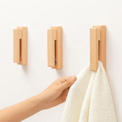 China Durable Wholesale Modern Bathroom Accessories Solid Wood Towel Rack Bathroom Towel Wall Mounted Hook for sale