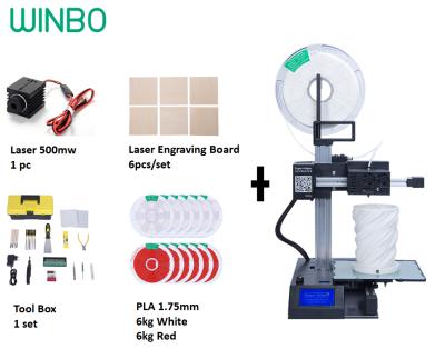 China 3D Printer 3D Printer with Toolkit, PLA Laser, 12kg Filament and 6pcs Engraving Board: Winbo Personal Pack2 Multifunction SH155L 3d Printer for sale