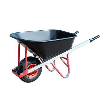 China Metal Tray Heavy Duty Garden Farm Wheelbarrow Easy Movable Galvanized Single Wheel Barrow for sale