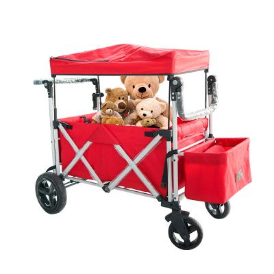 China Garden Trolley Outdoor Sport Baby Cart Easy Folding Mobile Heavy Duty Red Folding Wagon for sale