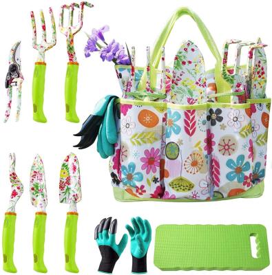 China 2022 9 Piece Comfortable And Soft Anti-Slip Cute Gardening Gifts For Women, Heavy Duty Solid Aluminum Tool Kit Garden DIY Tools for sale