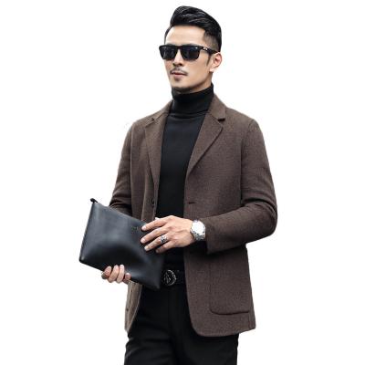 China New design slim men's wool blended coat Anti-wrinkle business leisure woolen solid jacket in autumn for sale