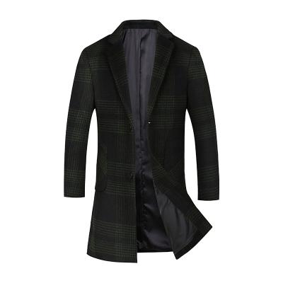 China New Korean Casual Cold Style High-end Plaid Style Anti-wrinkle Men's Handmade Wool Coat Long for sale