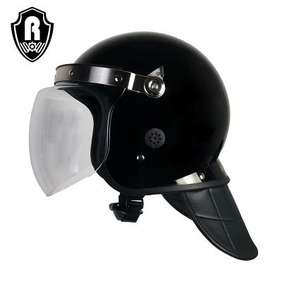 China ABS+PC Roewe ABS curved outdoor anti riot police helmet with PC sun visor and neck protector for sale