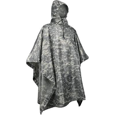 China Breathable / Durable Camouflage Sun Protective Clothing Military Raincoat PU Coating Military Raincoat Poncho for sale