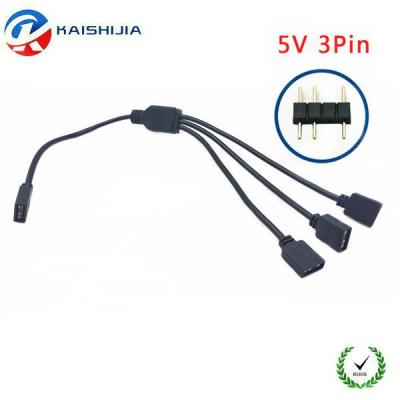 China Fan 5V 3-Pin RGB Accessible Computer Case Motherboard SYNC ARGB 1 to 3 Splitter Cable 30cm with Male Pins for sale