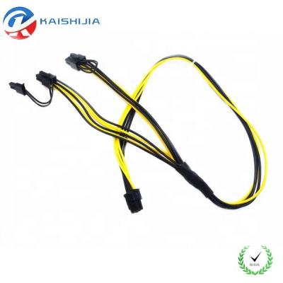 China COMPUTER 70cm 6 Pin 16AWG PCI-E VGA Male To Dual 8 (6+2) Pin GPU Graphics Card Male Splitter Power Cable for sale