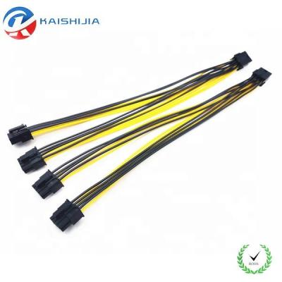 China Computer PCIE GPU 8 Pin Female To Dual GPU 8 Pin 6+2 Pin Male Splitter Power Extension Cable Wire 18AWG for sale