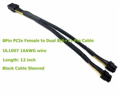 China COMPUTER 16AWG PCIe 8 Pin Female to Dual 8 (6+2) Pin GPU VGA PCIE Graphics Card Y Splitter Power Supply Cable for sale