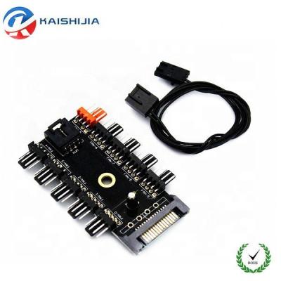 China COMPUTER 10 Port 12V 4Pin CPU Cooling PWM Fan Hub With SATA / IDE Molex Controller Power Supply for sale